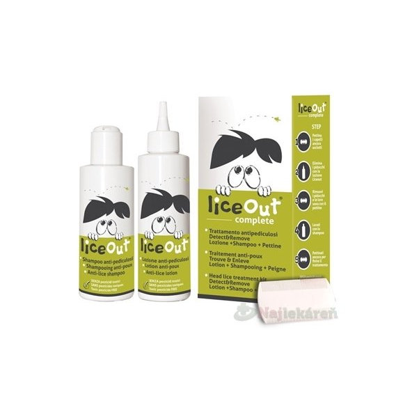 LiceOut complete roztok, šampón a hrebeňa na vyčesanie hníd