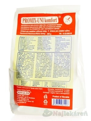 E-shop PROMIX-UNI komfort, bezlepková zmes pre pečenie v automatických pekárňach, 400g