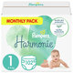 PAMPERS Harmonie Veľkosť 1, 102 ks, 2-5  kg