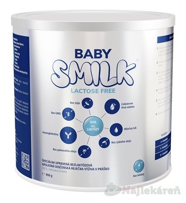 E-shop BABYSMILK LACTOSE FREE s Colostrom (od 6 m), 1x900 g, následná dojčenská mliečna výživa v prášku