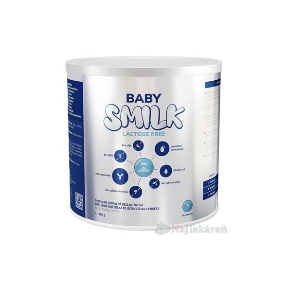 BABYSMILK LACTOSE FREE s Colostrom (od 6 m), 1x900 g, následná dojčenská mliečna výživa v prášku