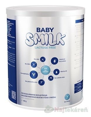 E-shop BABYSMILK LACTOSE FREE s Colostrom (od 6 m), 1x400 g, následná dojčenská mliečna výživa v prášku