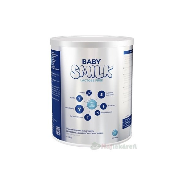 BABYSMILK LACTOSE FREE s Colostrom (od 6 m), 1x400 g, následná dojčenská mliečna výživa v prášku