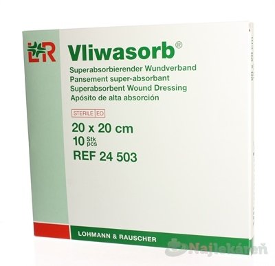 VLIWASORB Krytie na rany 20 x 20 cm superabsorpčné, sterilné 10 ks