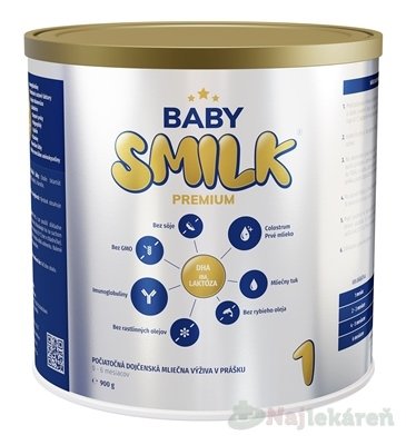 E-shop BABYSMILK PREMIUM 1 s Colostrom (0-6 m) 1x900g, počiatočná dojčenská mliečna výživa v prášku