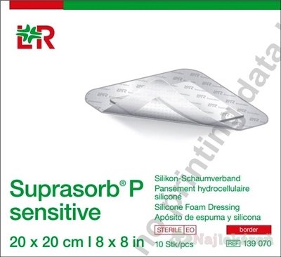 E-shop SUPRASORB P SENSITIVE silikónový penový obväz, border, (20x20 cm) 1x10 ks