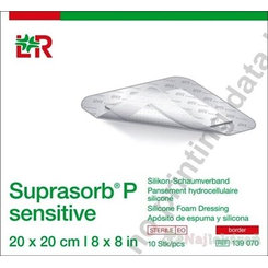 SUPRASORB P SENSITIVE  silikónový penový obväz, border, (20x20 cm) 1x10 ks