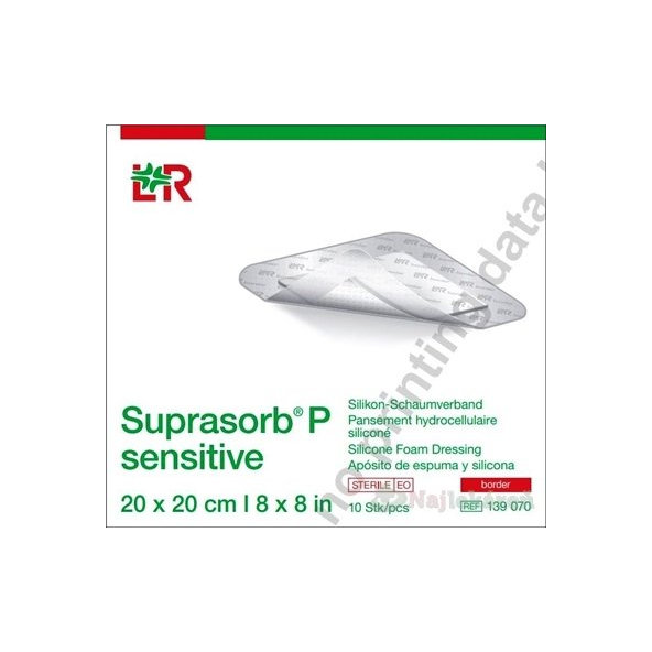 SUPRASORB P SENSITIVE  silikónový penový obväz, border, (20x20 cm) 1x10 ks