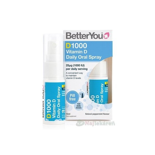 Better You Vitamín D 1000 orálny sprej s príchuťou mäty 1x15 ml