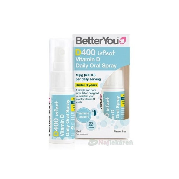 Better You Vitamín D 400 Infant orálny sprej bez príchutí 1x15 ml