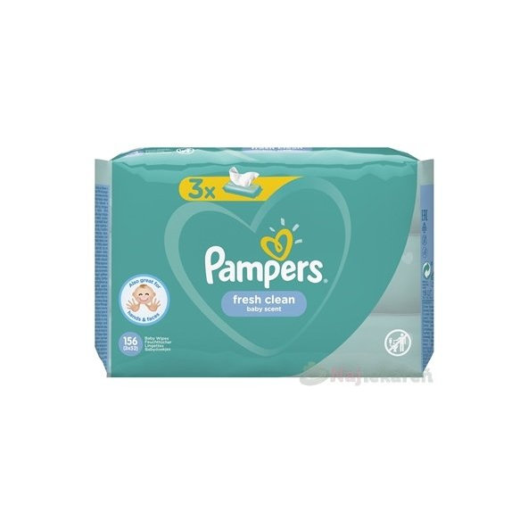 PAMPERS Baby Wipes Fresh Clean vlhčené obrúsky 3x52 ks (156 ks)