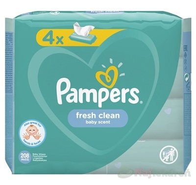 E-shop PAMPERS Baby Wipes Fresh Clean vlhčené obrúsky 4x52 ks (208 ks)