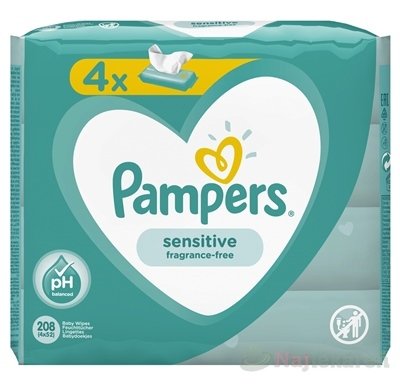 E-shop PAMPERS Baby Wipes Sensitive vlhčené obrúsky 4x52 ks (208 ks)