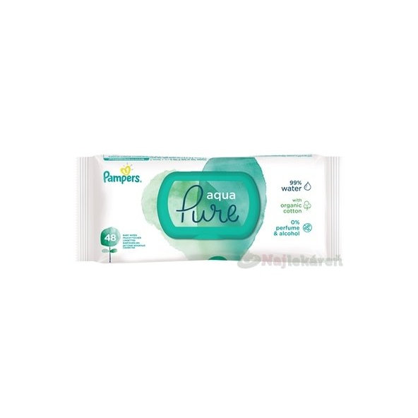 PAMPERS baby wipes PURE Aqua vlhčené obrúsky náplň 1x48 ks