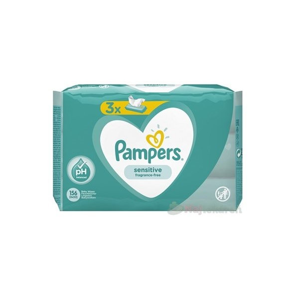 PAMPERS Baby Wipes Sensitive vlhčené obrúsky 3x52 ks (156 ks)