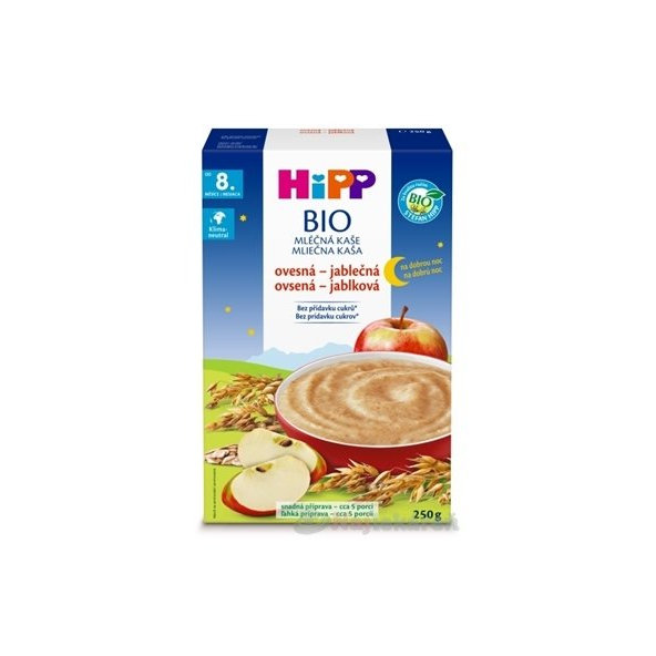 HiPP BIO MLIEČNA KAŠA Dobrú noc Ovseno-jablková (od 8. mesiaca) 250g