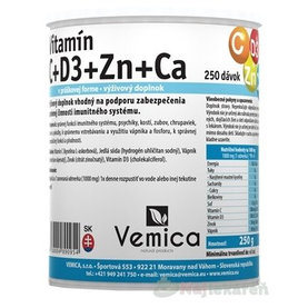 Vemica Vitamín C + D3 + Zn + Ca prášok 1x250 g