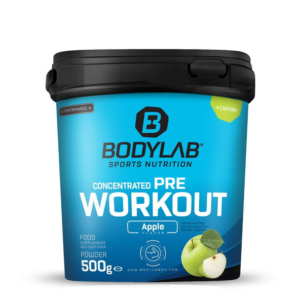 Predtréningový stimulant Concentrated Pre Workout - Bodylab24, príchuť zelené jablko, 500g