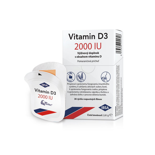 IBSA Vitamin D3 2000 IU s pomarančovou príchuťou, 30 ks