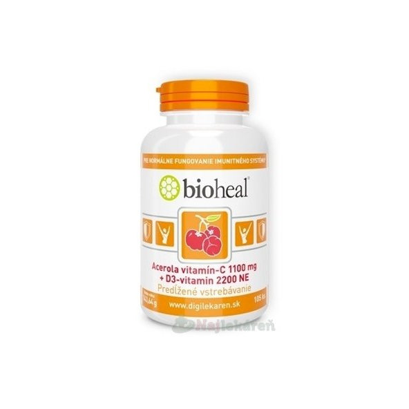 Bioheal tbl acerola, vitamín C 1100 mg + vitamín D3 2200 NE 1x105 ks