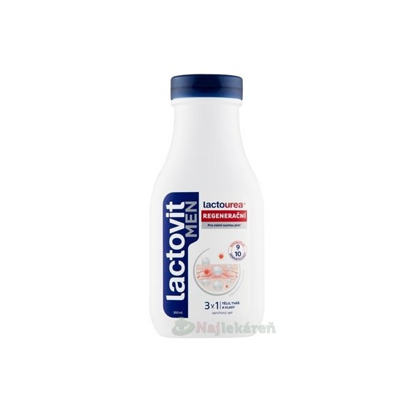 Lactovit MEN Lactourea 3v1 Sprchový gél pre mužov, regeneračný 1x300 ml