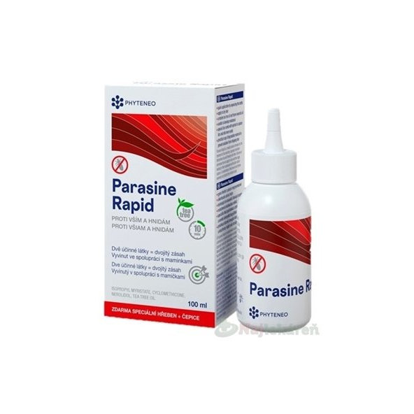 Phyteneo Parasine Rapid roztok na ničenie vší 100ml + (hrebeň a čiapka zadarmo), 1x1 set