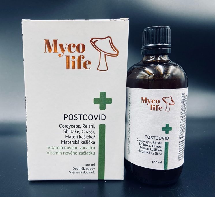 E-shop Myco life - POSTCOVID, roztok (cordyceps, reishi, shiitake, chaga a materská kašička) 1x100 ml