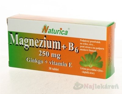 E-shop Naturica MAGNEZIUM 250 mg+B6+Ginkgo+vitamín E