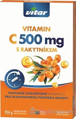E-shop VITAR VITAMÍN C 500 mg S RAKYTNÍKOM cps s postupným uvoľňovaním 1x30 ks