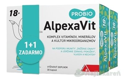 E-shop AlpexaVit PROBIO 18+ 1+1, cps 30 + 30 zadarmo (60 ks)