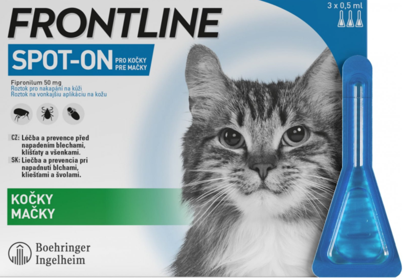 E-shop FRONTLINE Spot-on pipeta proti kliešťom a blchám pre mačky 3 x 0,5ml