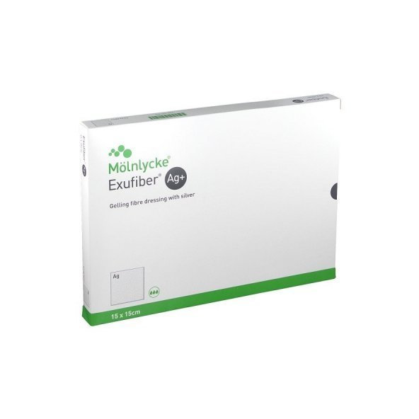 Exufiber Ag+ 15x15 cm krytie na rany hydrovláknité, so striebrom 1x10 ks