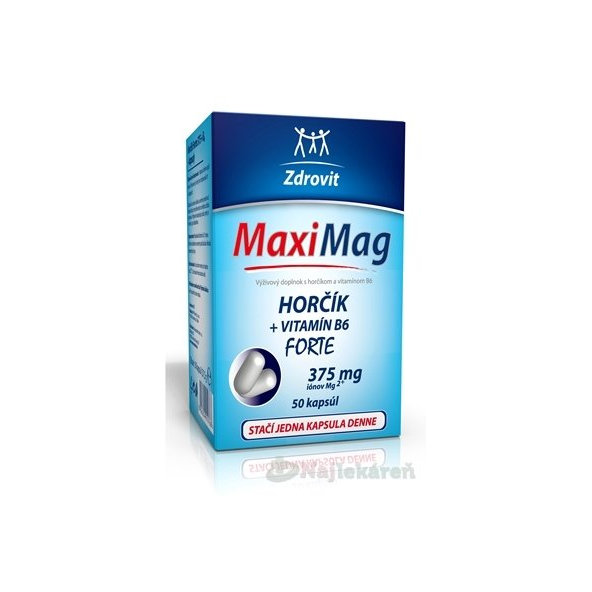 Dr. Theiss Zdrovit MaxiMag HORČÍK FORTE (375 mg) + VITAMÍN B6 50 kapsúl