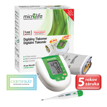 MICROLIFE TLAKOMER DIGITÁLNY BP 3AG1 automatický s adaptérom na rameno + teplomer MT 3001