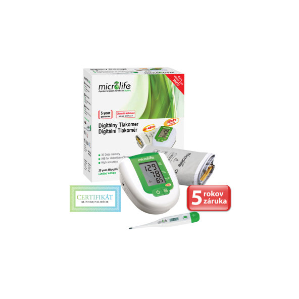 MICROLIFE TLAKOMER DIGITÁLNY BP 3AG1 automatický s adaptérom na rameno + teplomer MT 3001