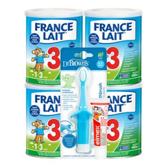 France Lait 3 4x400g+Dr. BrownsZub.kef.slon modrá