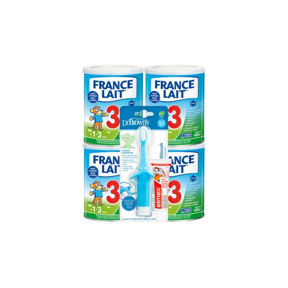 France Lait 3 4x400g+Dr. BrownsZub.kef.slon modrá