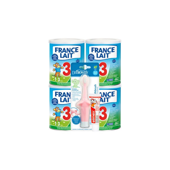 France Lait 3 4 x400g+Dr. BrownsZub.kef.slon ružov
