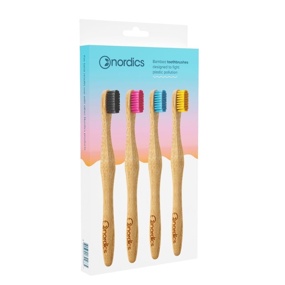 E-shop Sada bambusové zubné kefky 4 farby NORDICS 4 ks