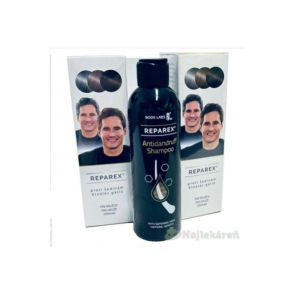 REPAREX pre mužov (Akcia) proti šedinám 2x125 ml + šampón na lupiny 200 ml, 1x1 set
