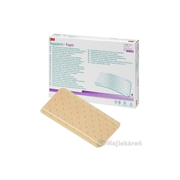 3M TEGADERM Foam penové krytie na rany, neadhezívne, 10x20cm, 5ks