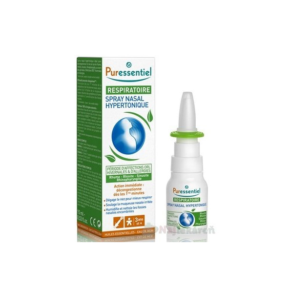 PURESSENTIEL Nosný sprej hypertonický, s esenciálnymi olejmi 1x15 ml