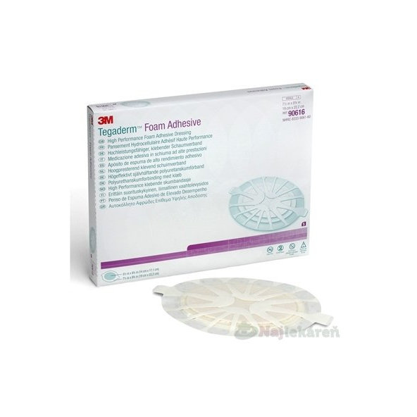3M TEGADERM Foam Adhesive penové krytie na rany, adhezívne, ovál 19cmx22,2cm, 5ks