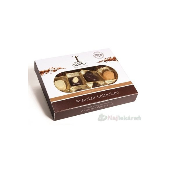 BALANCE BELGICKÉ PRALINKY, BONBONIÉRA,bez pridaného cukru, so sladidlami 145g