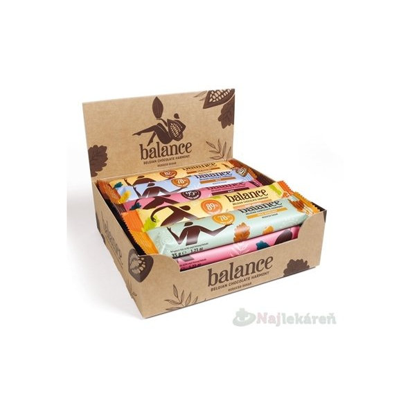 BALANCE ČOKOLÁDA MIX TYČINIEK, belgická, so sladidlom zo stévie 20x35g