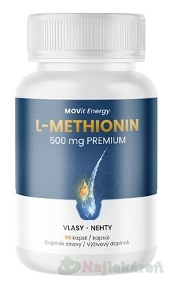 Movit Energy L-Methionin PREMIUM 500mg kapsuly pre krásne vlasy a pokožku 90 cps kúpite na Najlekaren.eu
