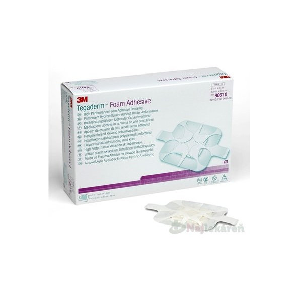 3M TEGADERM Foam Adhesive penové krytie na rany, adhezívne, štvorec 8,8cmx8,8cm,10ks