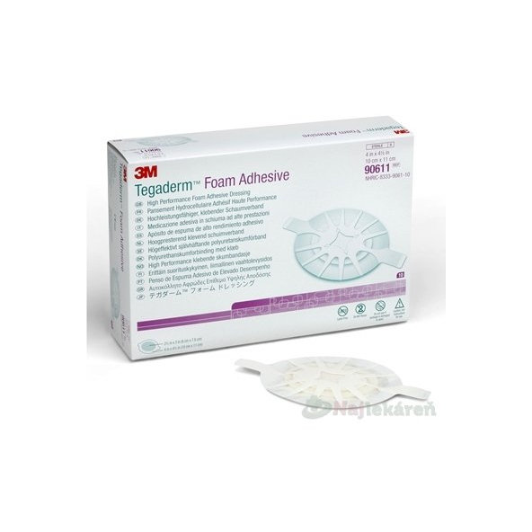 3M TEGADERM Foam Adhesive penové krytie na rany, adhezívne, ovál, 10x11cm, 10ks