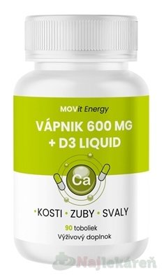 E-shop MOVit Vápnik 600 mg + D3 liquid, cps 1x90 ks