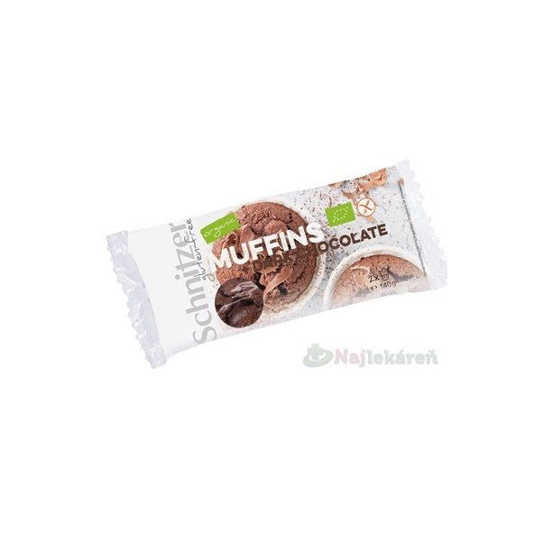 Schnitzer MUFFINS + DARK CHOCOLATE, jemné pečivo, bezgluténové, 2ks, 140g